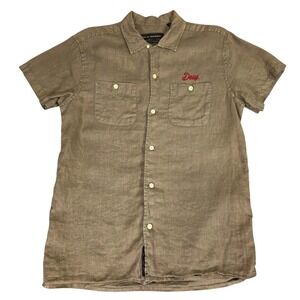 Deus Ex Machina Dean Linen Button Down Short Sleeve Shirt Size Small Mechanic‎